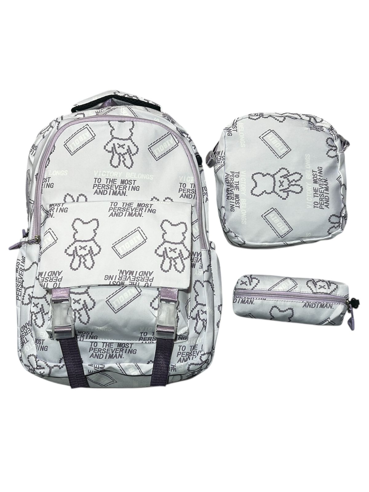 Combo Escolar 3 en 1 Ositos Lila