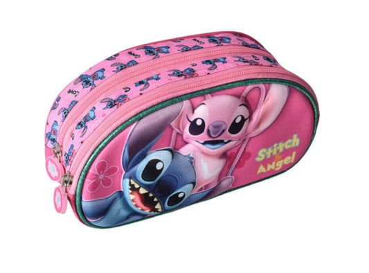 Cartuchera Escolar Stitch y Angel