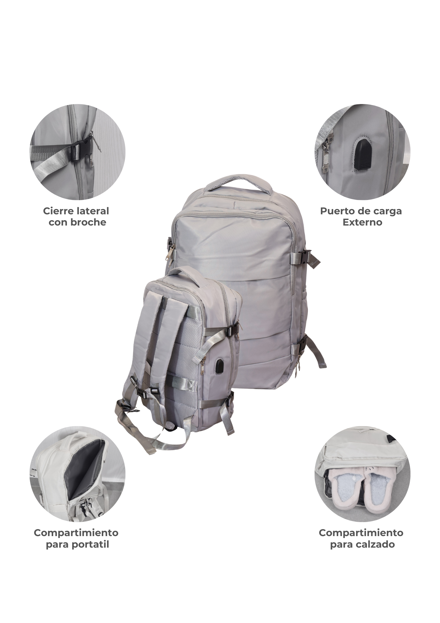 Maleta Multifuncional Rosa con Puerto de Carga