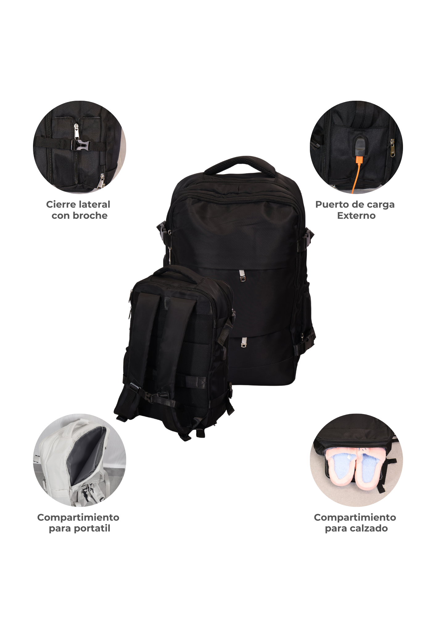 Maleta Multifuncional Rosa con Puerto de Carga