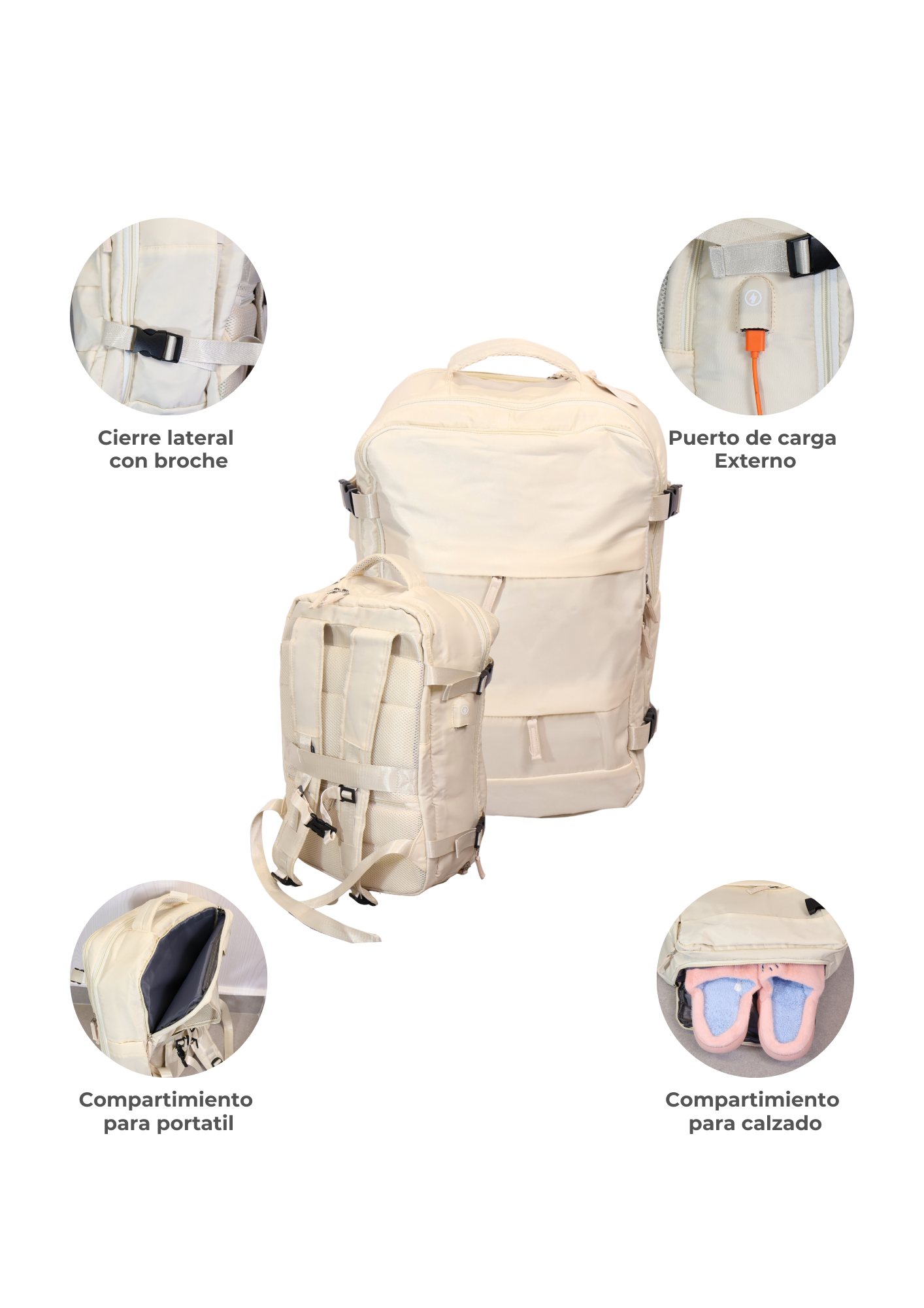 Maleta Multifuncional Rosa con Puerto de Carga