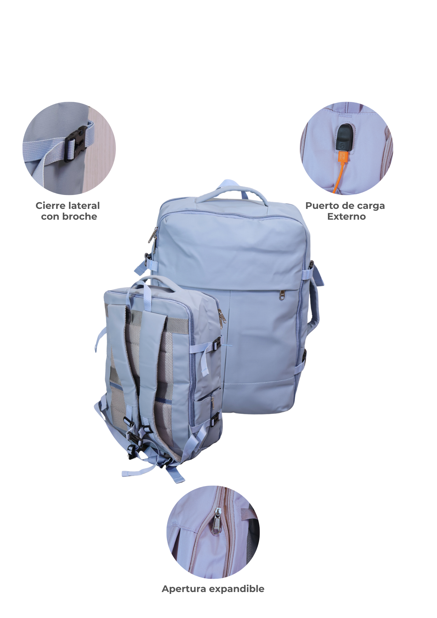 Maleta Multifuncional Rosa con Puerto de Carga