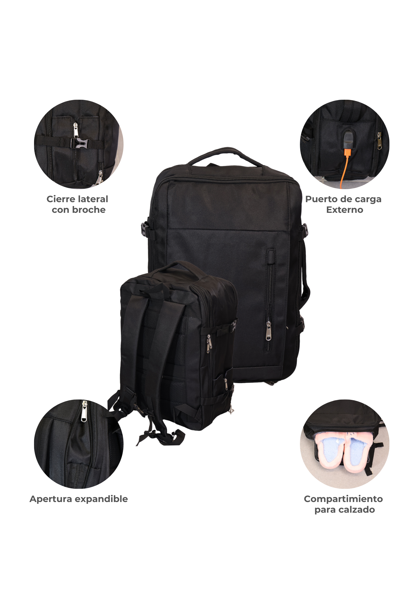 Maleta Multifuncional Rosa con Puerto de Carga